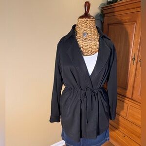 Duluth Trading Utility Tie Waist Jacket Black Lyocel